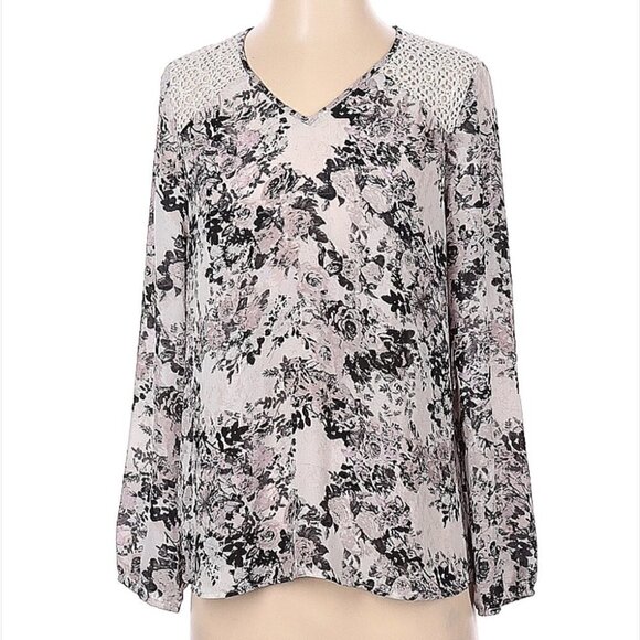 Dr2 Black & White Lightweight Long Sleeve Blouse Size S (Petite) - Picture 1 of 3